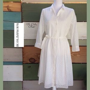 WHO WHAT WEAR White eyelet dress L
